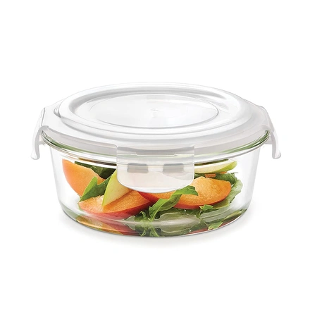 Borosil Clip and Store Round Container with Lid, 400ml-WE1366