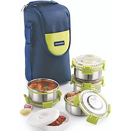 Magnus Fresh Meal Aura Stainless Steel Containers 4 Sets-WE1428