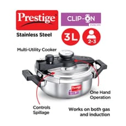 Prestige Stainless Steel Multi-Utility Clip-on Cooker, 3L-WE1487