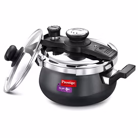 Prestige Clip On Mini Svachh Hard Anodised Pressure Cooker 3 L with Glass Lid