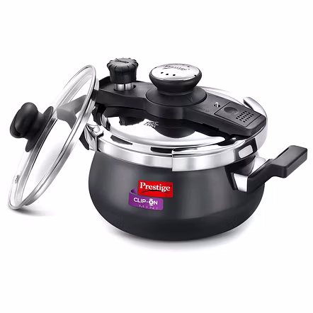 Prestige Clip On Mini Svachh Hard Anodised Pressure Cooker 3 L with Glass Lid