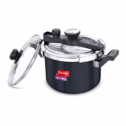 Prestige Clip On Mini Svachh Hard Anodised Pressure Cooker 5 L with Glass Lid