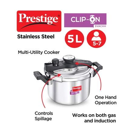 Prestige Clip On Svachh SS Pressure Cooker 5 L-WE1490