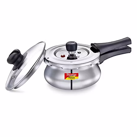 Prestige Deluxe Alpha Stainless Steel Pressure Handi with Glass Lid, 1.5 Litres