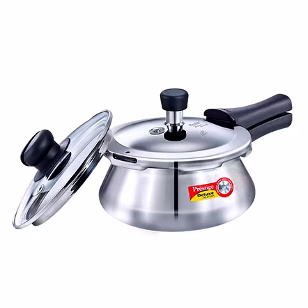 Prestige Deluxe Alpha Stainless Steel Pressure Handi with Glass Lid, 1.5 Litres