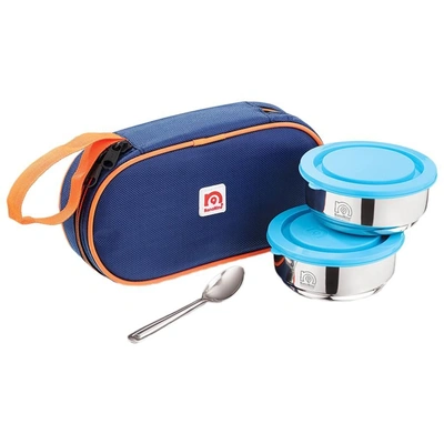 NanoNine Steel Tiffin Lunch Box With Bag - Small Pro, Set of 2