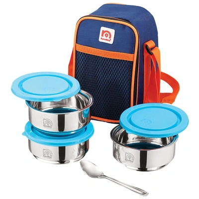 NanoNine Steel Tiffin Lunch Box With Bag - Small Pro, Set of 3