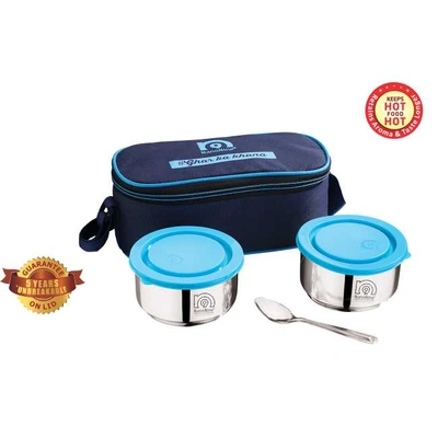 NanoNine Steel Lunch/Tiffin Box Set With Bag, 2 Containers