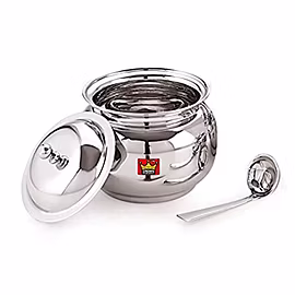 CROWN Stainless Steel Taj Ghee Pot with Spoon No. 0