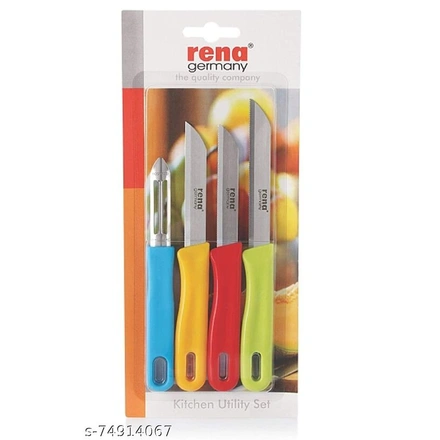 Rena Stainless Steel Knife 4 Pices Set ( 3 Knife Plus 1 Peeler )-1