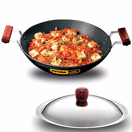 Hawkins Futura Hard Anodised Deep-Fry Pan Flat Bottom with Stainless Steel Lid 2.5 Litre