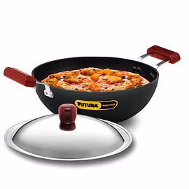 Hawkins Futura Induction Deep Fry Pan Flat Bottom Kadhai  with Glass Lid, 2.5 Litre