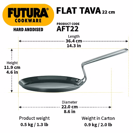 Hawkins Futura Hard Anodised Flat TAWA 22cm