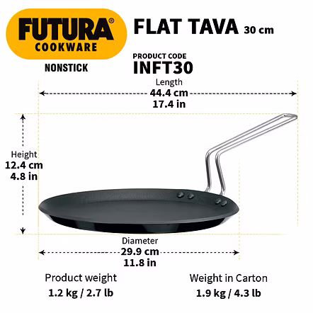 Hawkins Futura Nonstick Flat Dosa Tawa 22cm