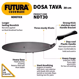 Hawkins Futura Nonstick Flat Dosa Tawa 22cm
