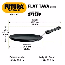 Hawkins Futura Nonstick Flat Dosa Tawa 26cm