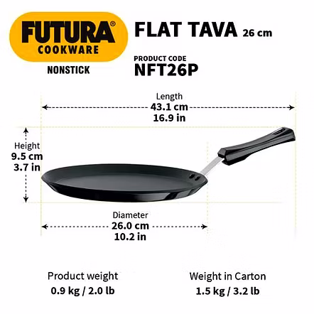 Hawkins Futura Nonstick Flat Dosa Tawa 26cm