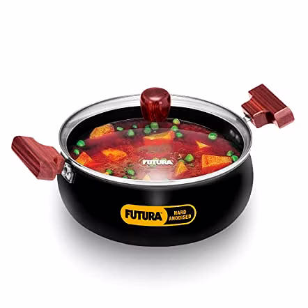 Hawkins Futura Hard Anodised Cook-n-Serve Handi with Glass Lid 4 Litre