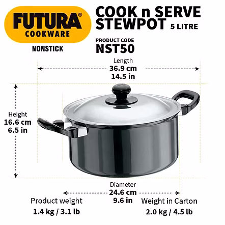 Hawkins Futura Nonstick Induction Stewpots 3 Litre
