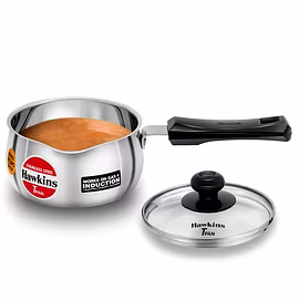 Hawkins Induction Stainless Steel Tpan with Glass Lid 1 Litre