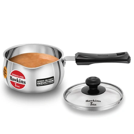Hawkins Induction Stainless Steel Tpan with Glass Lid 1 Litre-WE1723