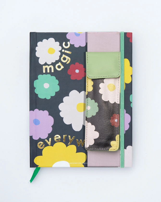 Magical Blooms Planner Kit 07-  Hardbound Annual Planner + Pen Pouch with Elastic Strap-AP2211-07