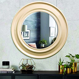 artchetype studio radiance beige round mirror - 18 inches