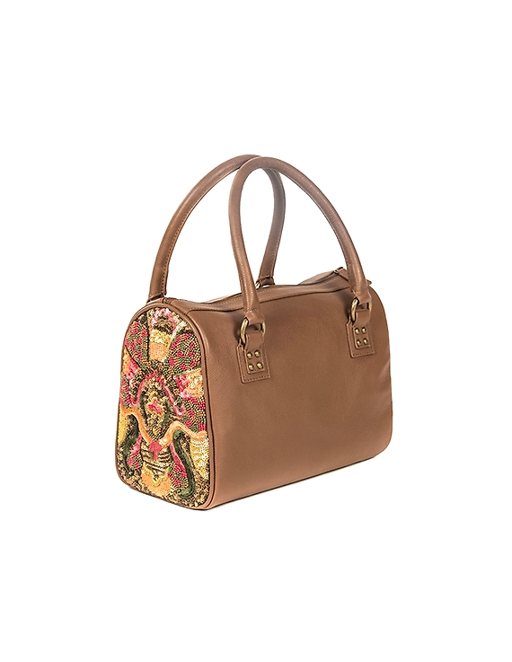 Rosy Embellished Handbag (Walnut Brown)-1