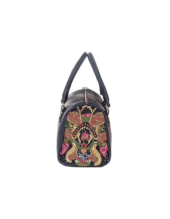 Rosy Embellished Handbag (Deep Blue)-2