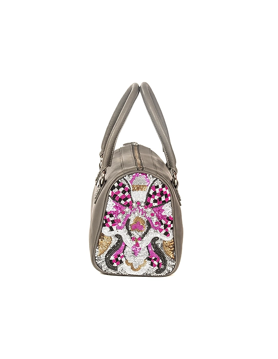 Rosy Embellished Handbag (Slate Grey)-2