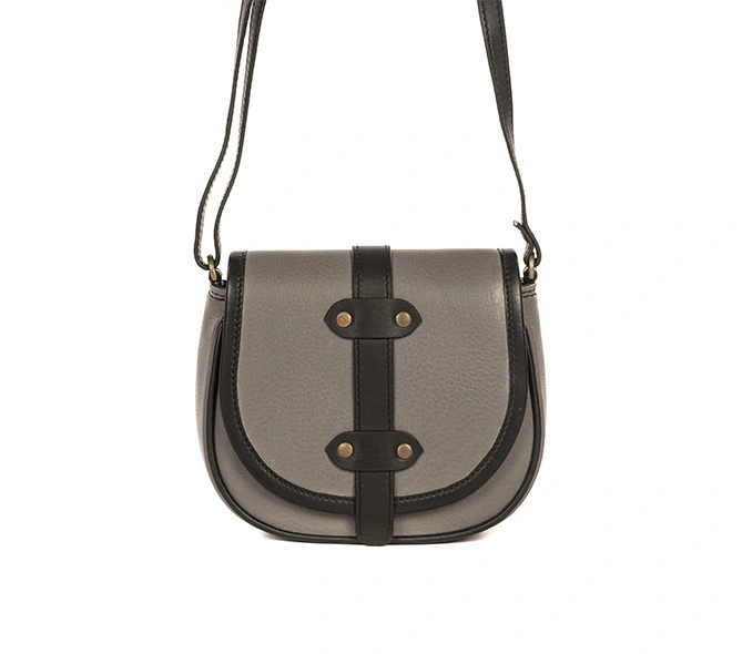 All Leather Moon Bag (Steel Grey)-FUN11_B