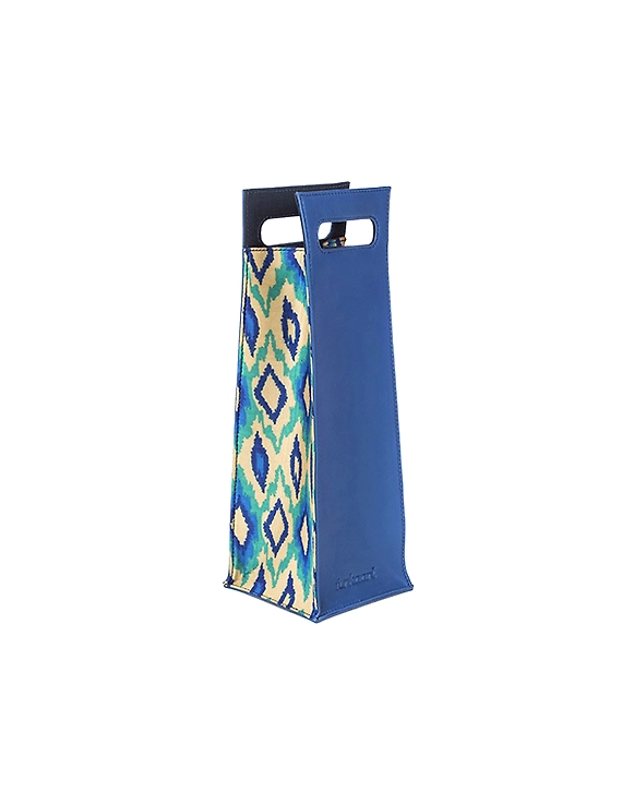 Exotica Wine Bag (Electric Blue with print)-1