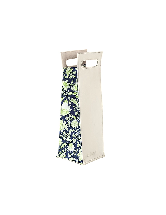 Exotica Wine Bag (Dove Grey with Black print)-1