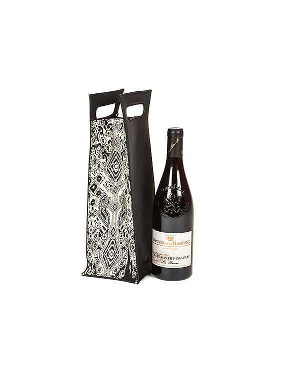 Exotica Wine Bag (Black with White print)-FUN60e