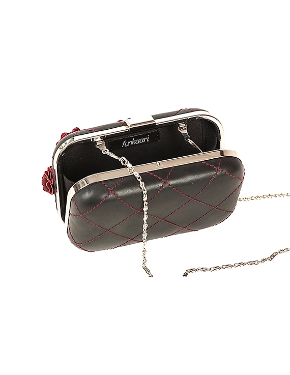 Spring Flower Purse (Ebony Black &amp; Bright Red)-3