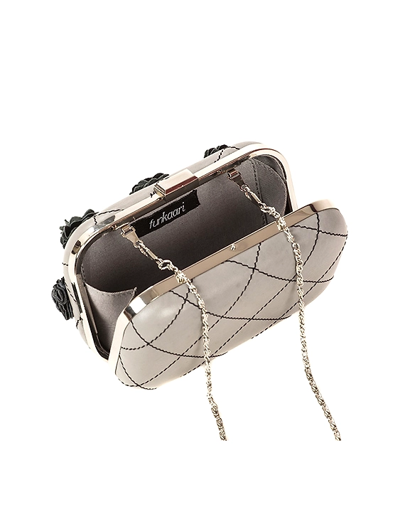 Spring Flower Purse (Slate Grey &amp; Jet Black)-3