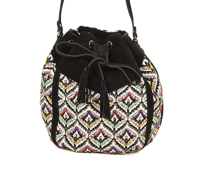 Diva Drawstring Bag (Vintage Black &amp; White)-FUN101a