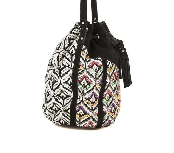 Diva Drawstring Bag (Vintage Black &amp; White)-1