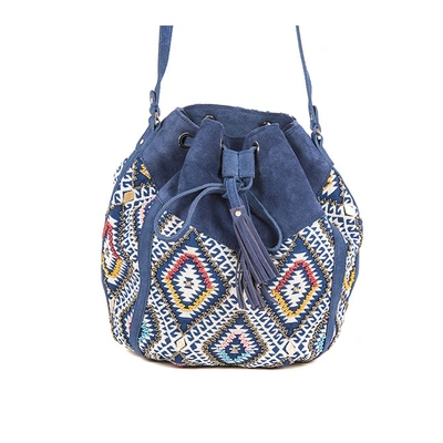 Diva Drawstring Bag (Indigo Blue & White)
