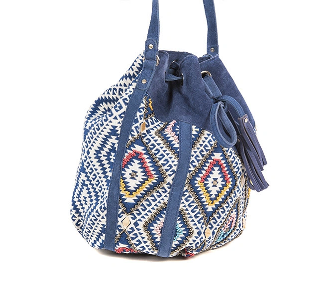 Diva Drawstring Bag (Indigo Blue &amp; White)-1