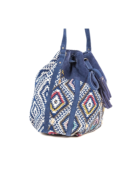 Diva Drawstring Bag (Indigo Blue &amp; White)-1