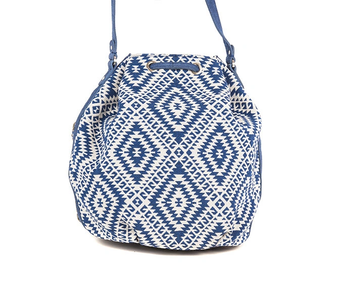 Diva Drawstring Bag (Indigo Blue &amp; White)-2