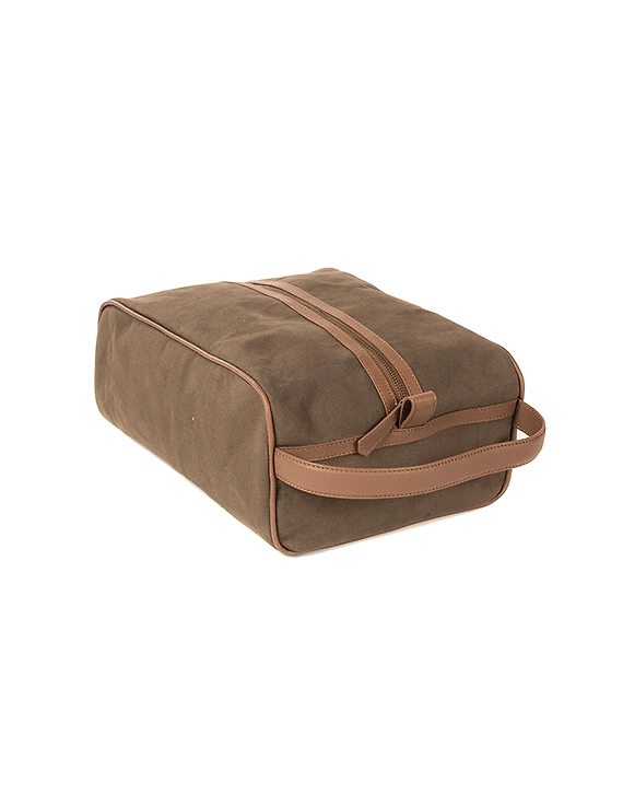 Upbeat Men's Shoe Kit Bag (Army Green Canvas &amp; Tan Leather)-1
