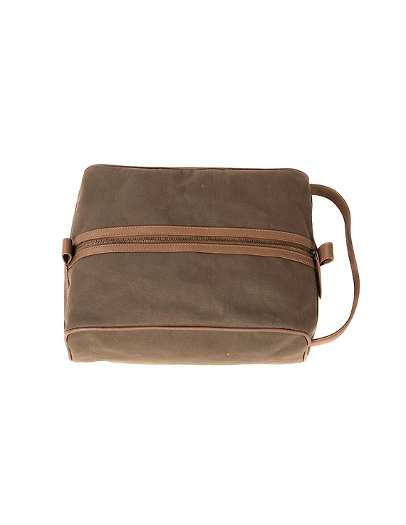 Upbeat Men's Shoe Kit Bag (Army Green Canvas &amp; Tan Leather)-2