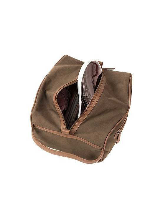 Upbeat Men's Shoe Kit Bag (Army Green Canvas &amp; Tan Leather)-3