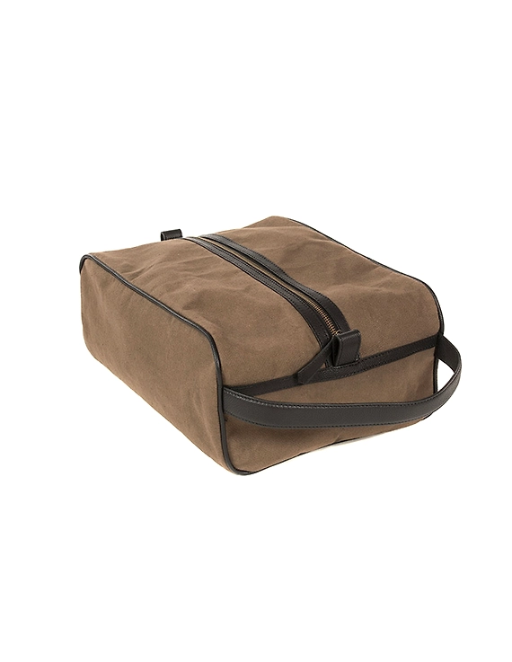 Upbeat Men's Shoe Kit Bag (Army Green Canvas &amp; Black Leather)-1
