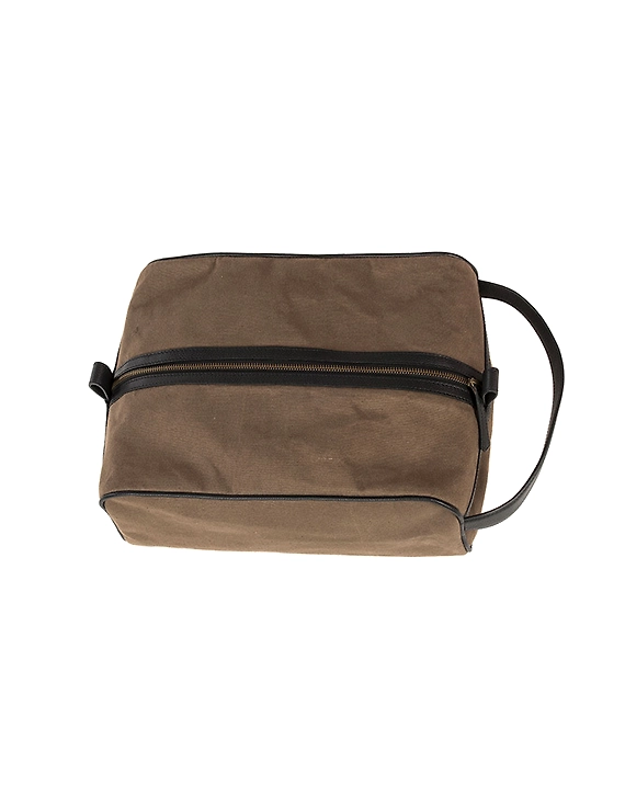 Upbeat Men's Shoe Kit Bag (Army Green Canvas &amp; Black Leather)-2