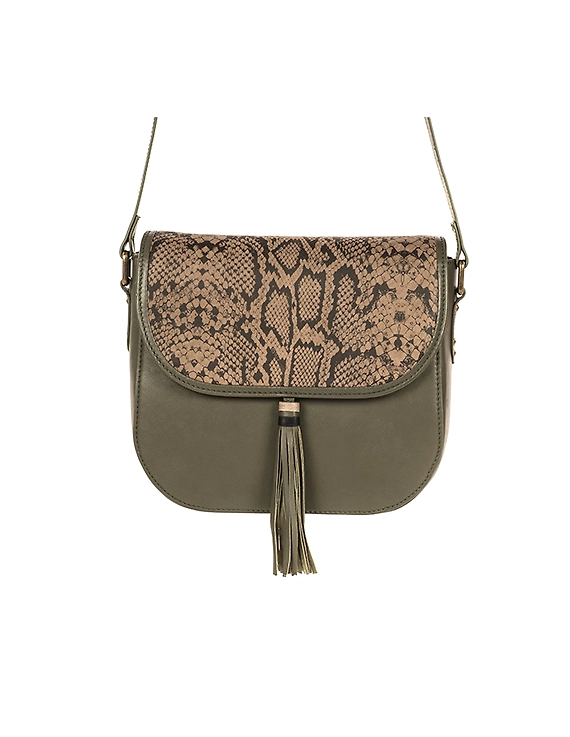 Fauna Sling Bag (Olive Green with Printed Flap)-FUN94c