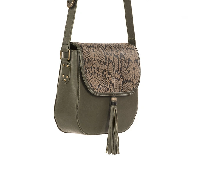 Fauna Sling Bag (Olive Green with Printed Flap)-1