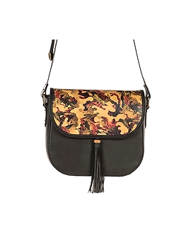 Fauna Sling Bag (Charcoal Black with Printed Flap)-FUN94d-sm